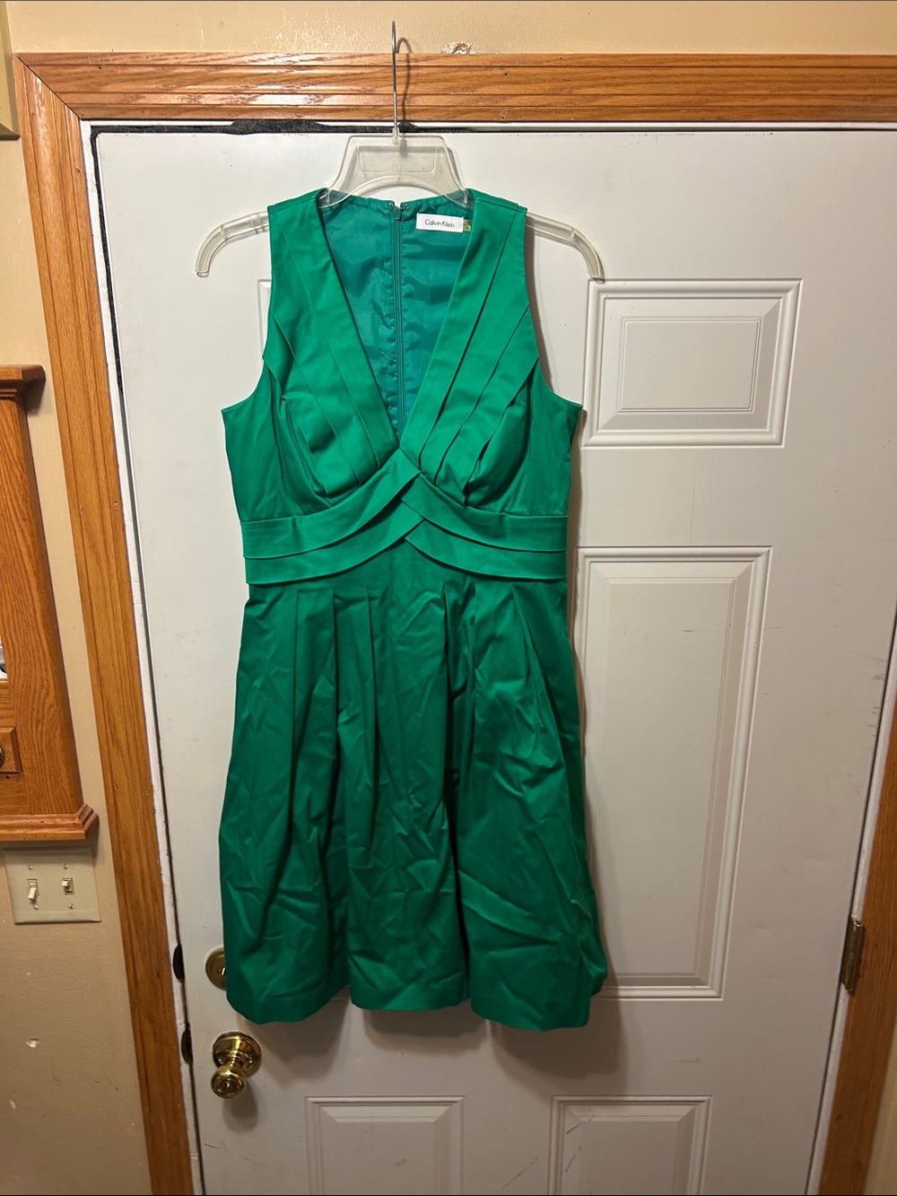 Calvin Klein Green V-Neck Fit & Flare Midi Dress 6